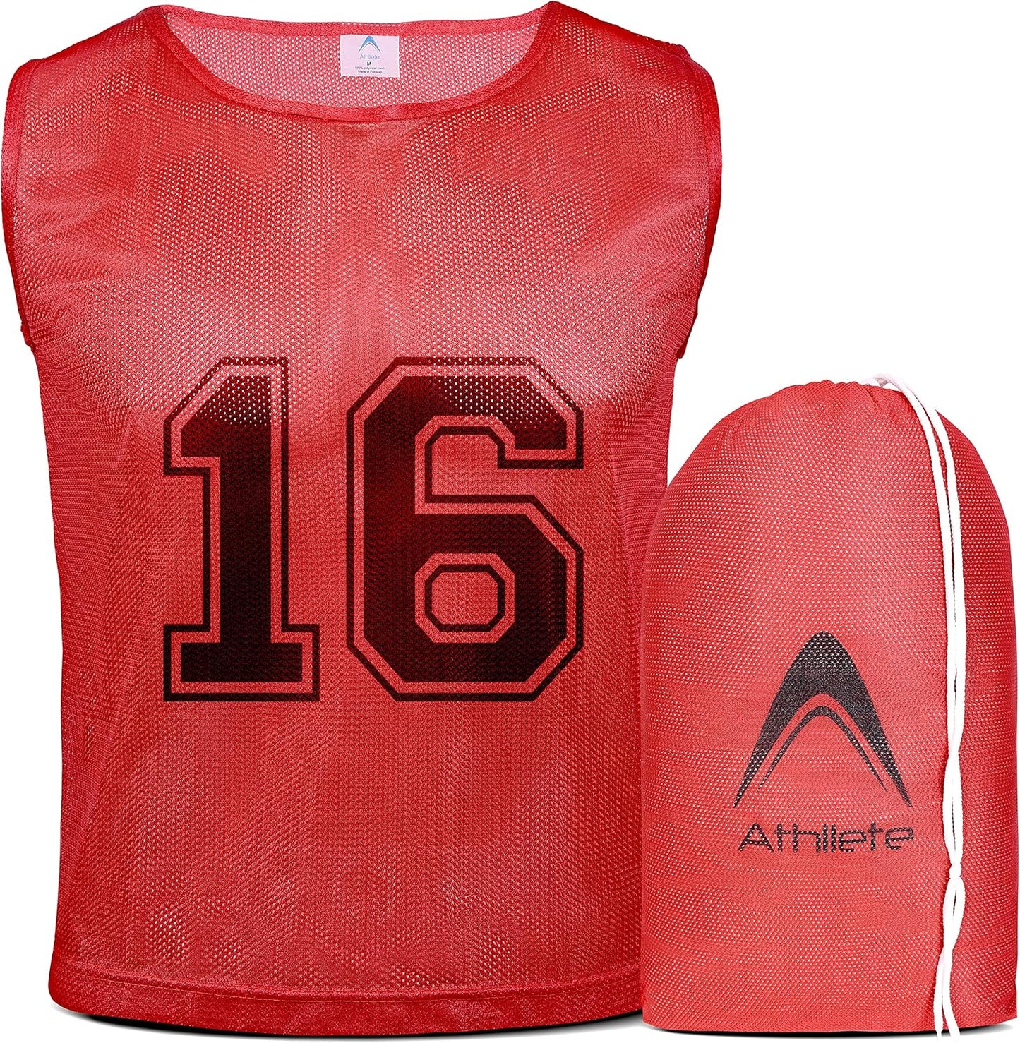Athllete 12 Pcs Duramesh Pinnies | Numbered Scrimmage Vests for Kids & Adults Soccer