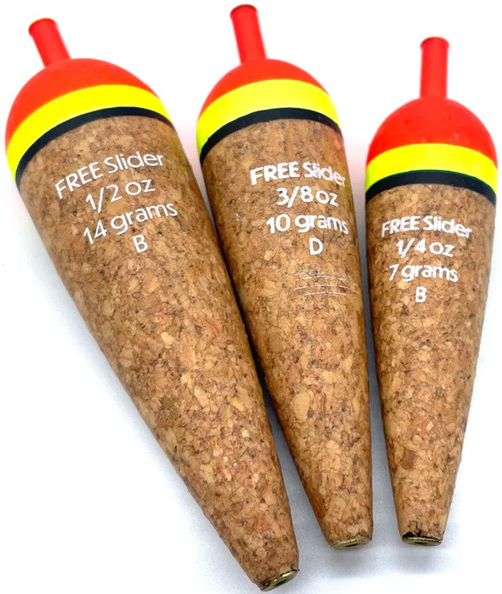 Fishing Floats Cork Slider Bobbers for River Fishing - Multiple Sizes