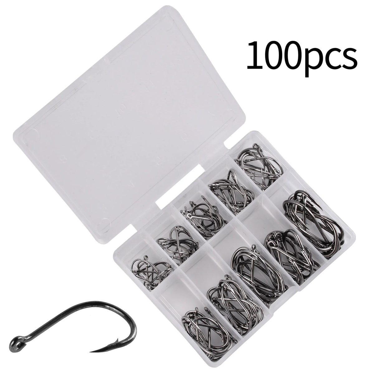 Fishing Hooks Set - Carbon Steel Single Circle Hooks for Freshwater & Saltwater