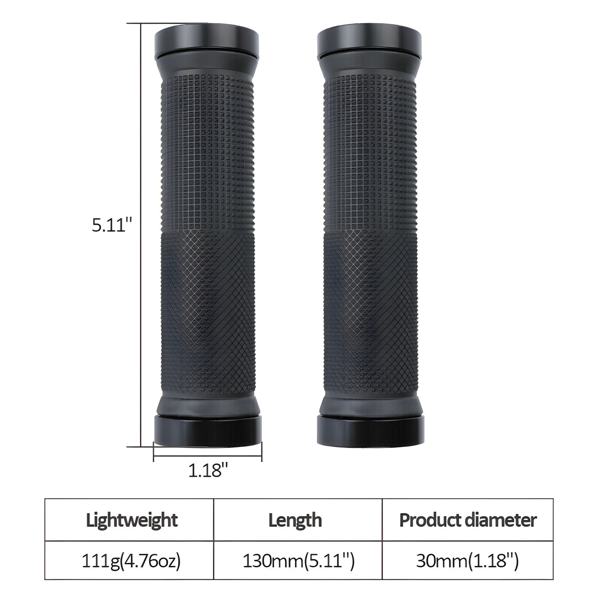 Ergonomic Rubber Bicycle Handlebar Grips for Mountain Bikes - Lock-On Ends