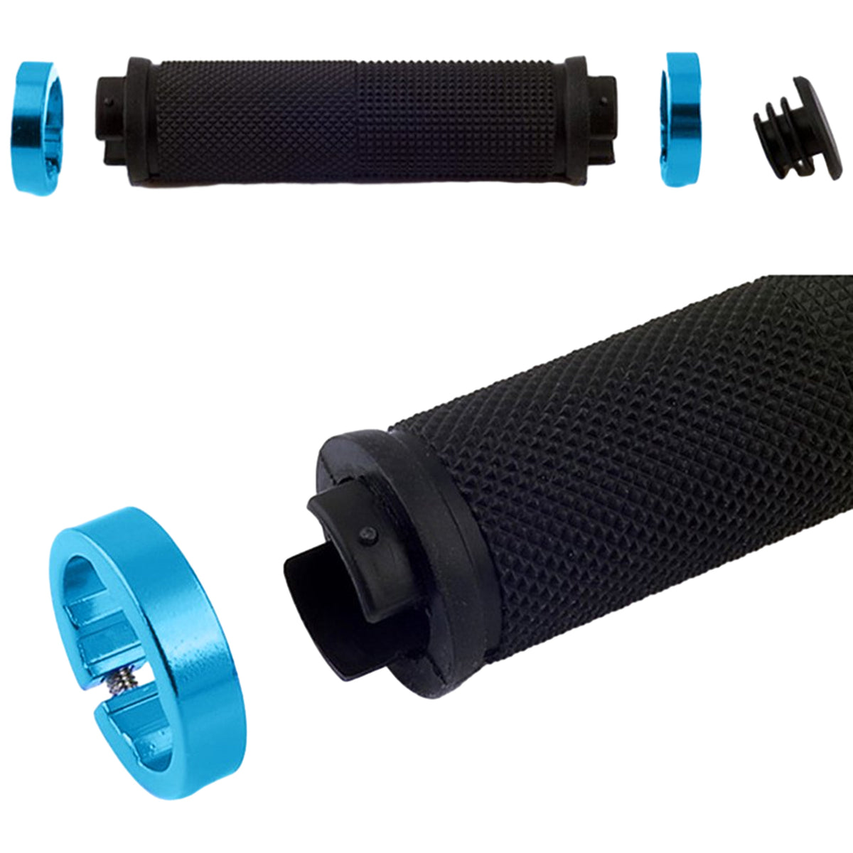 Ergonomic Rubber Bicycle Handlebar Grips for Mountain Bikes - Lock-On Ends