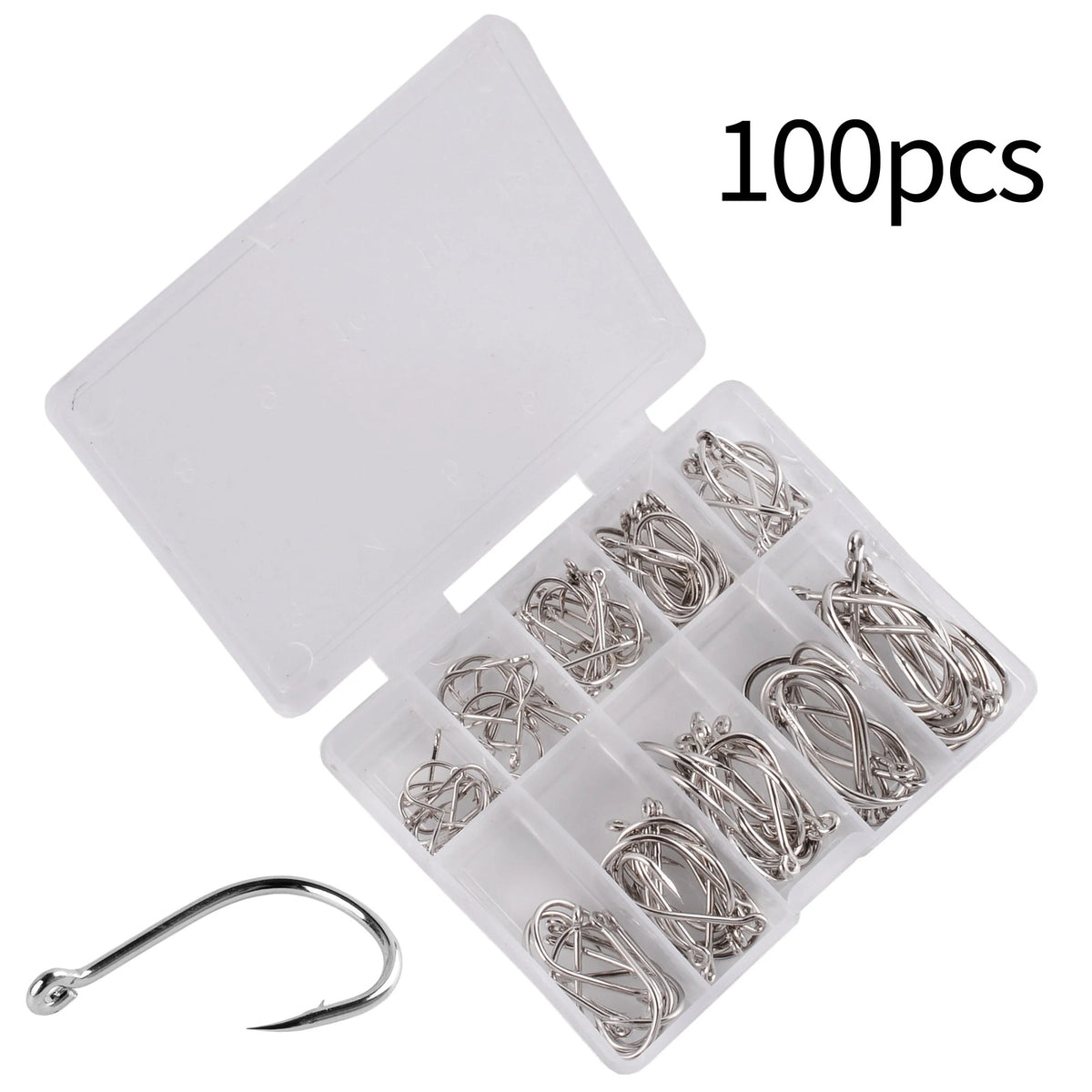 Fishing Hooks Set - Carbon Steel Single Circle Hooks for Freshwater & Saltwater