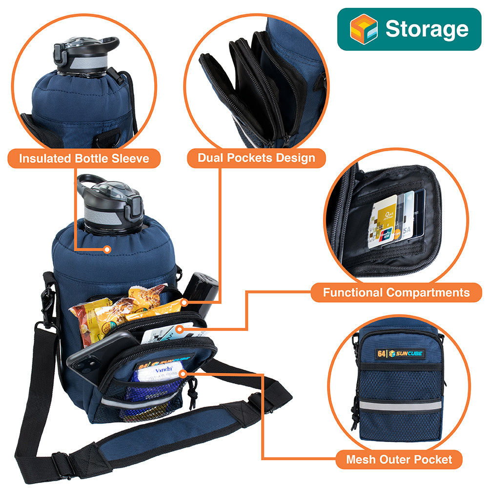 Insulated Water Bottle Carrier Bag with Adjustable Straps for Hiking Camping Travel