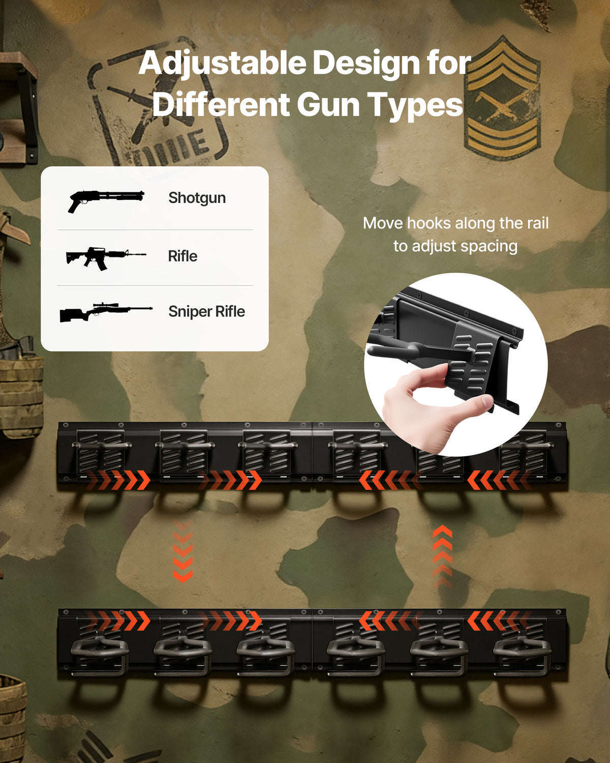 Adjustable Wall and Floor Gun Rack Holds Multiple Rifles and Handguns