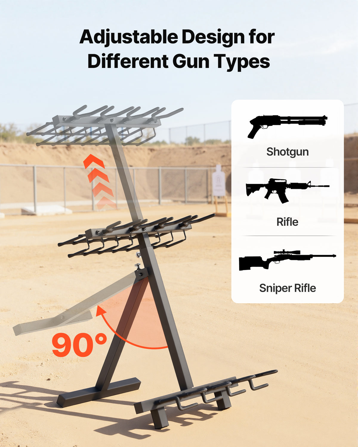 Adjustable Wall and Floor Gun Rack Holds Multiple Rifles and Handguns
