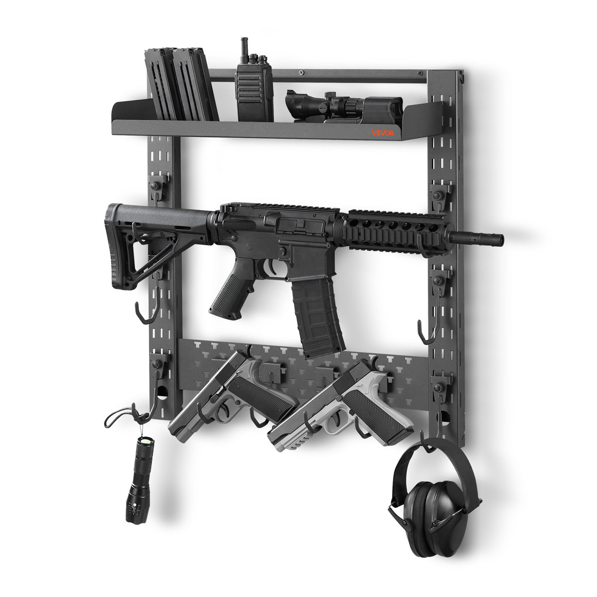 Adjustable Wall and Floor Gun Rack Holds Multiple Rifles and Handguns