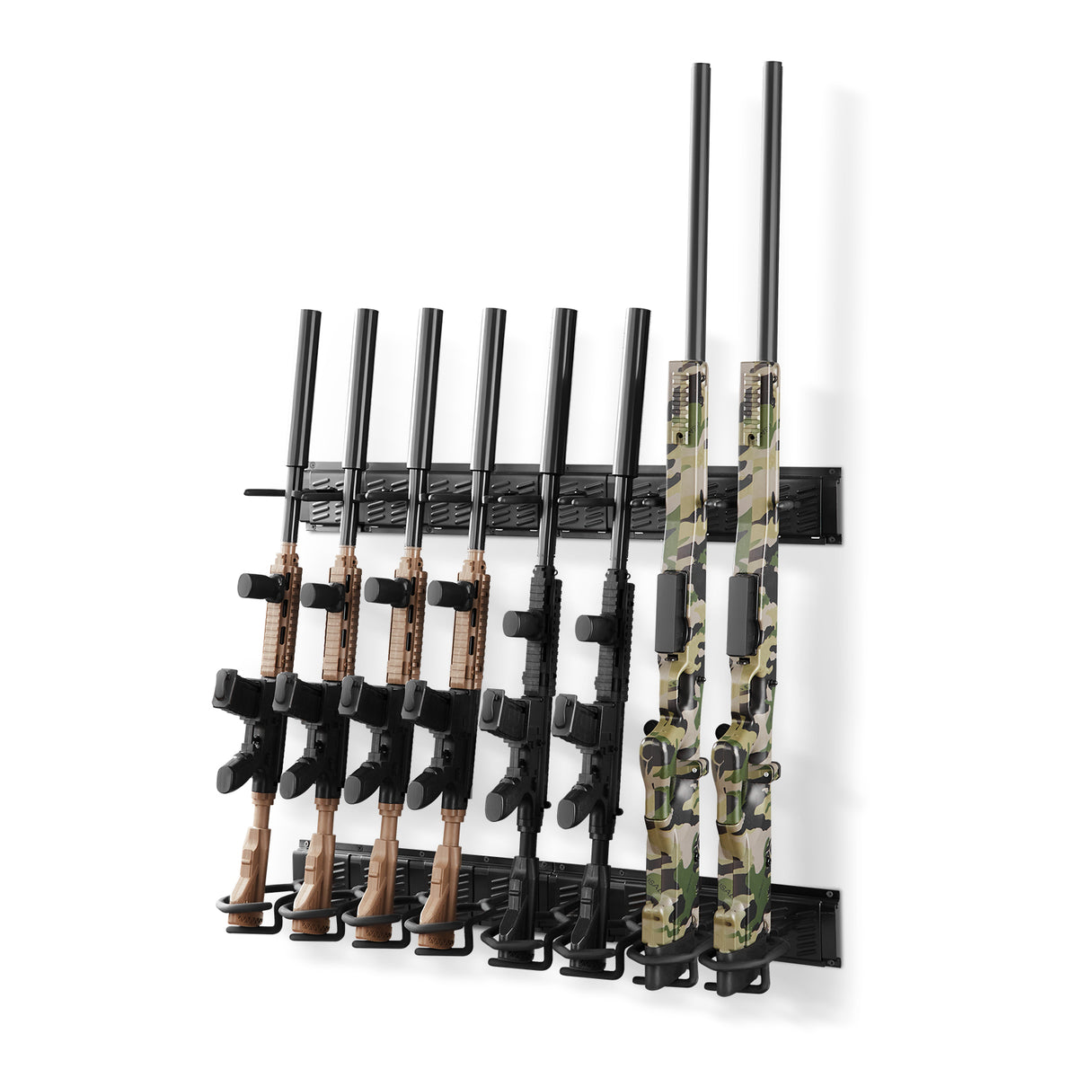 Adjustable Wall and Floor Gun Rack Holds Multiple Rifles and Handguns