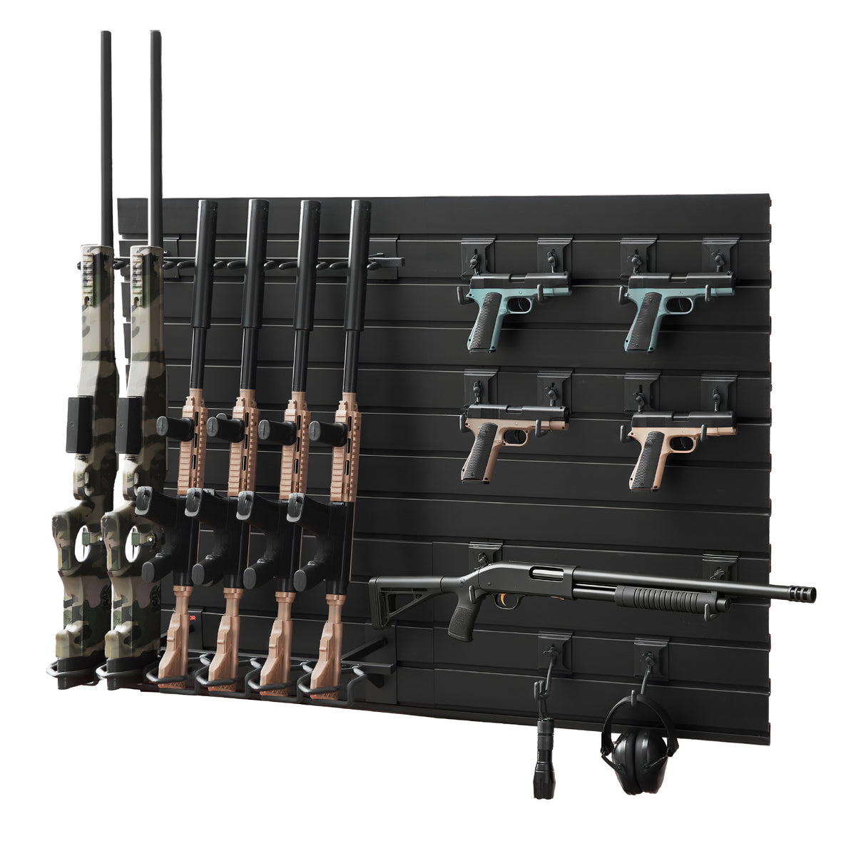 Adjustable Wall and Floor Gun Rack Holds Multiple Rifles and Handguns