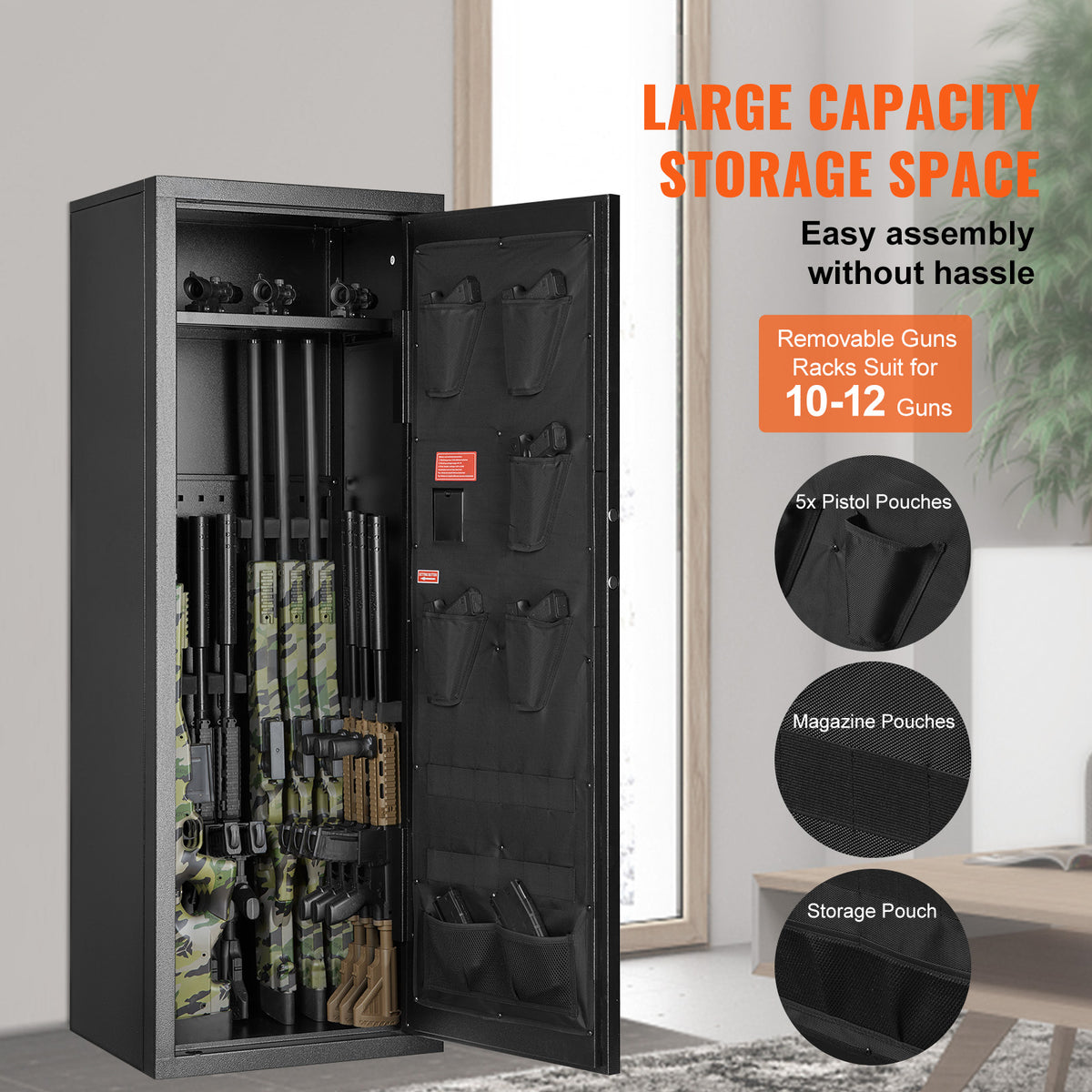 Large Rifle Gun Safe with Digital Lock & Removable Shelves | Multiple Sizes
