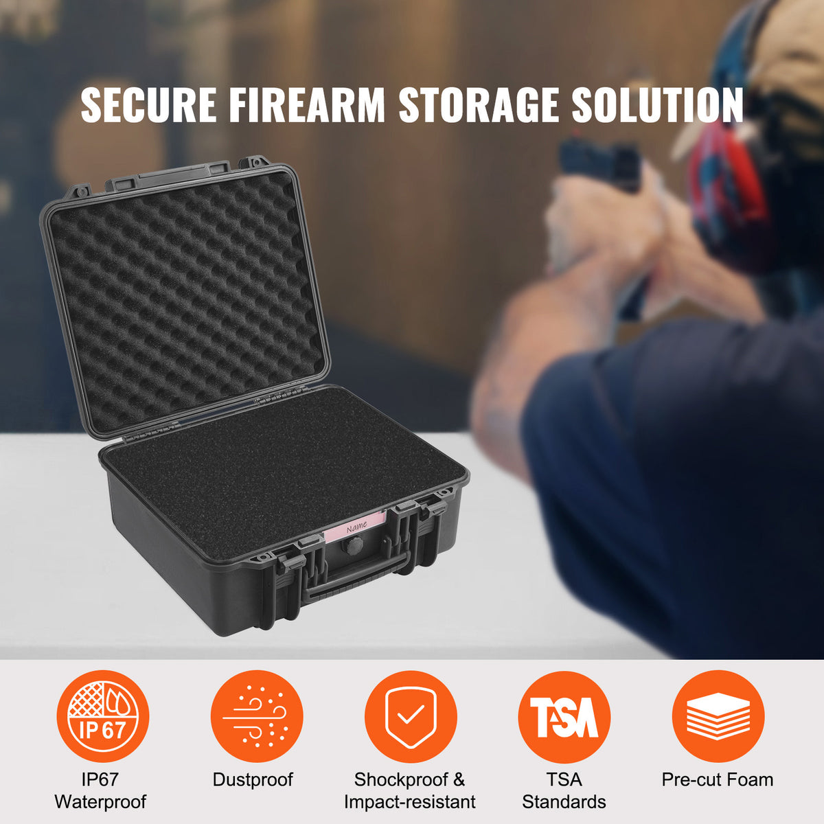 Hard Pistol Cases with Pre-Cut Foam Waterproof Lockable Storage for Firearms