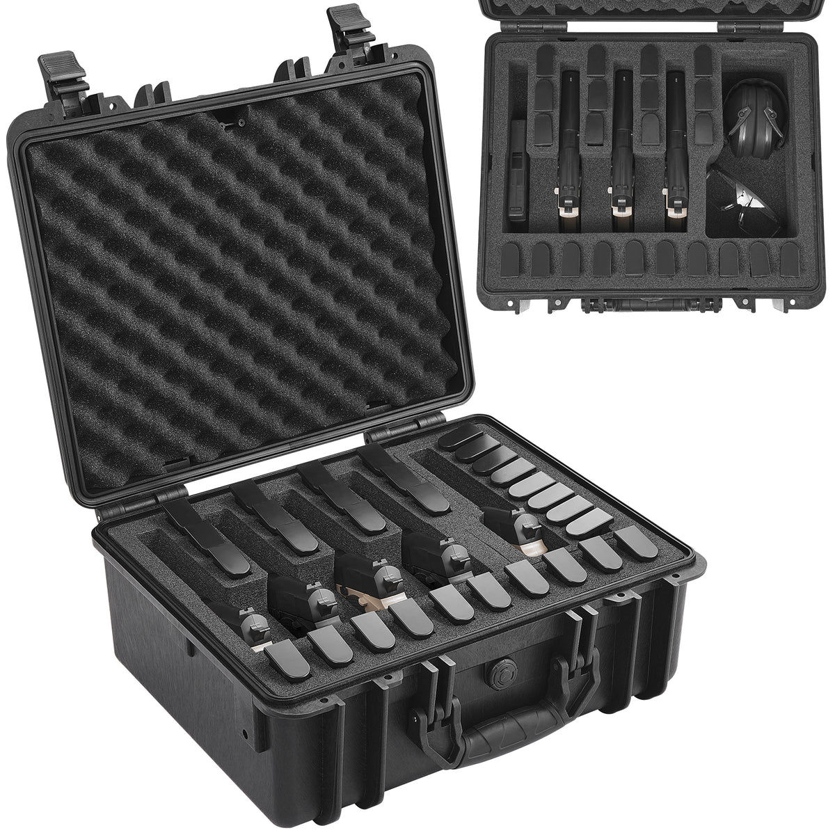 Hard Pistol Cases with Pre-Cut Foam Waterproof Lockable Storage for Firearms