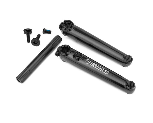 Mission Transit V3 Bicycle Cranks - Black, 3-Piece Chromoly Drive