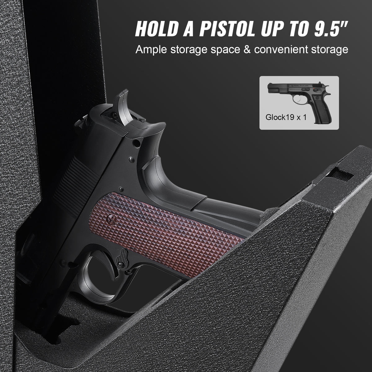 Biometric Gun Safe with Fingerprint, Key & Password Access - Secure Pistol Storage