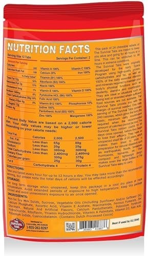 Emergency Food Supply - Survival Tablets with Multiple Flavors, Portable Nutrition Kit