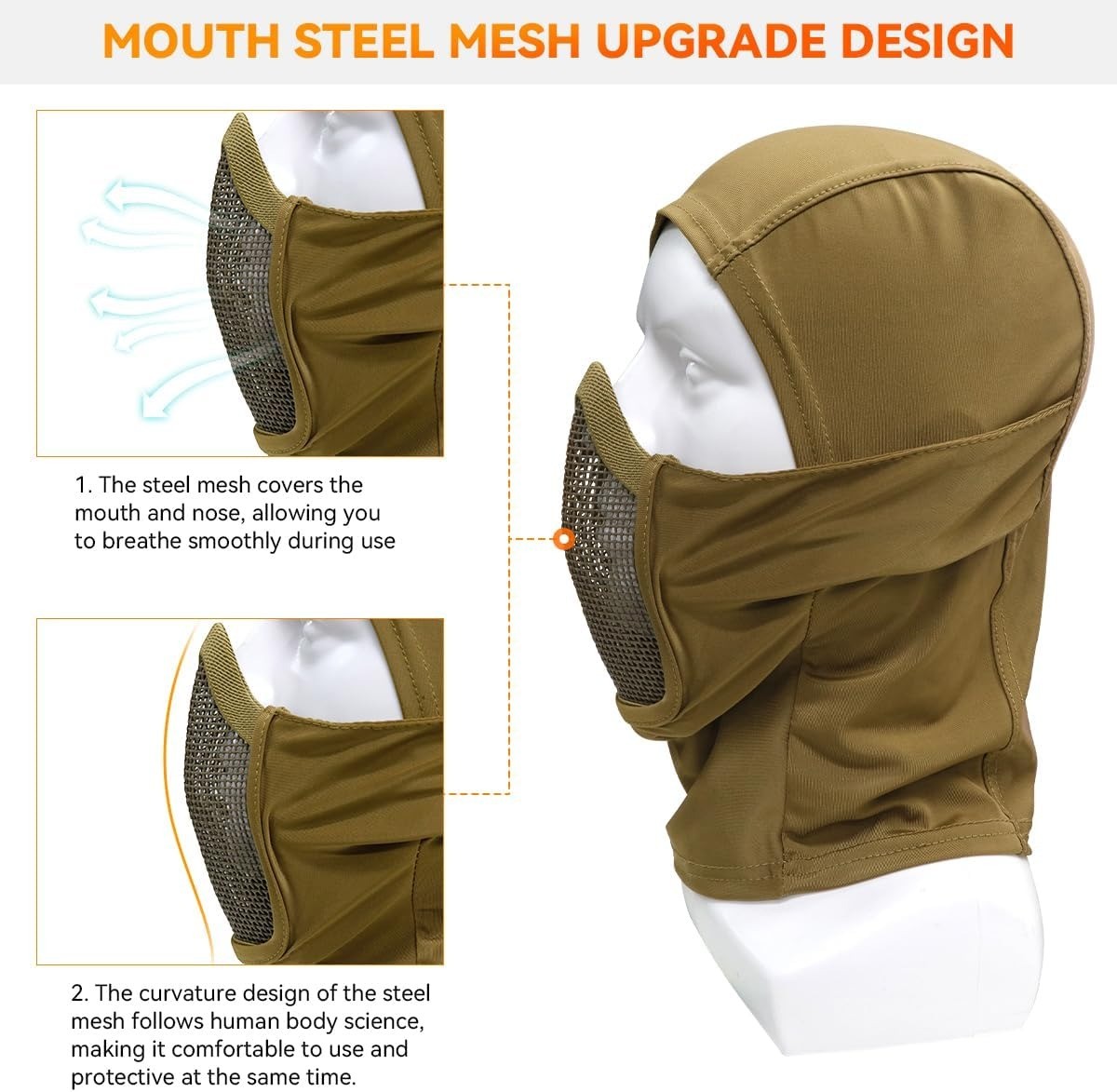 Full Face Mask with Mesh Mouth Guard for Airsoft, Paintball & Tactical Use