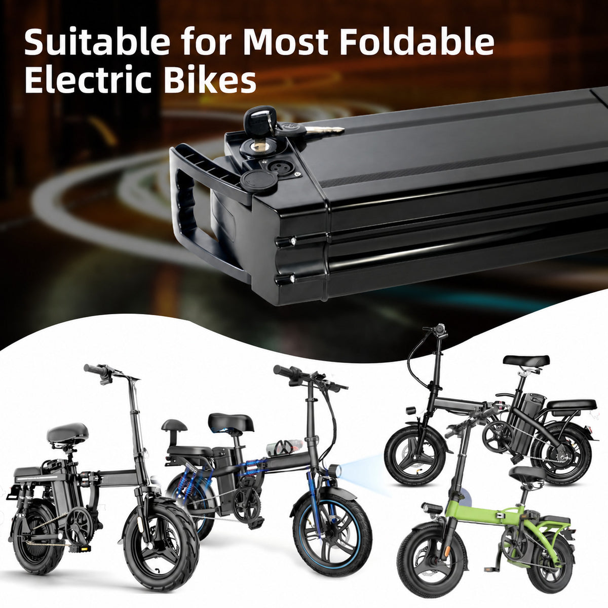 48V 10Ah Folding Electric Bike Battery for 200W-1000W Motor