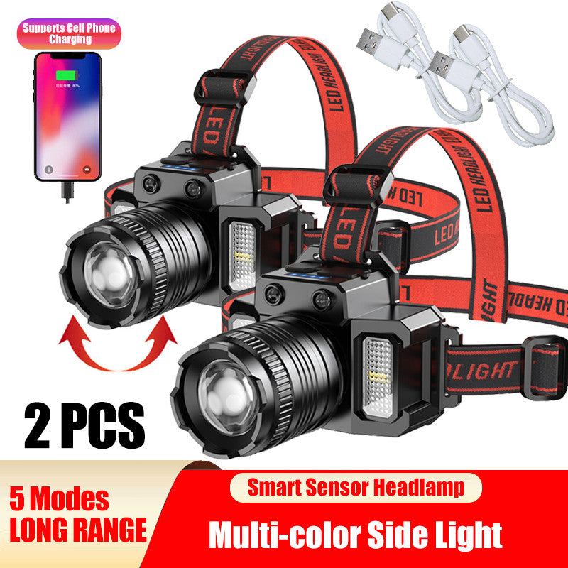 Rechargeable LED Headlamp with Zoomable Super Bright Light 300m Range