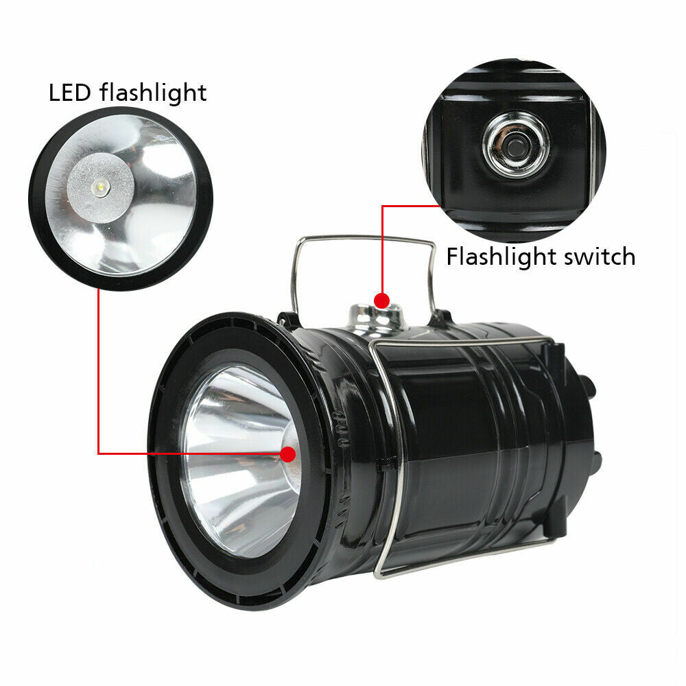 USB Solar Rechargeable LED Camping Lantern and Tent Light