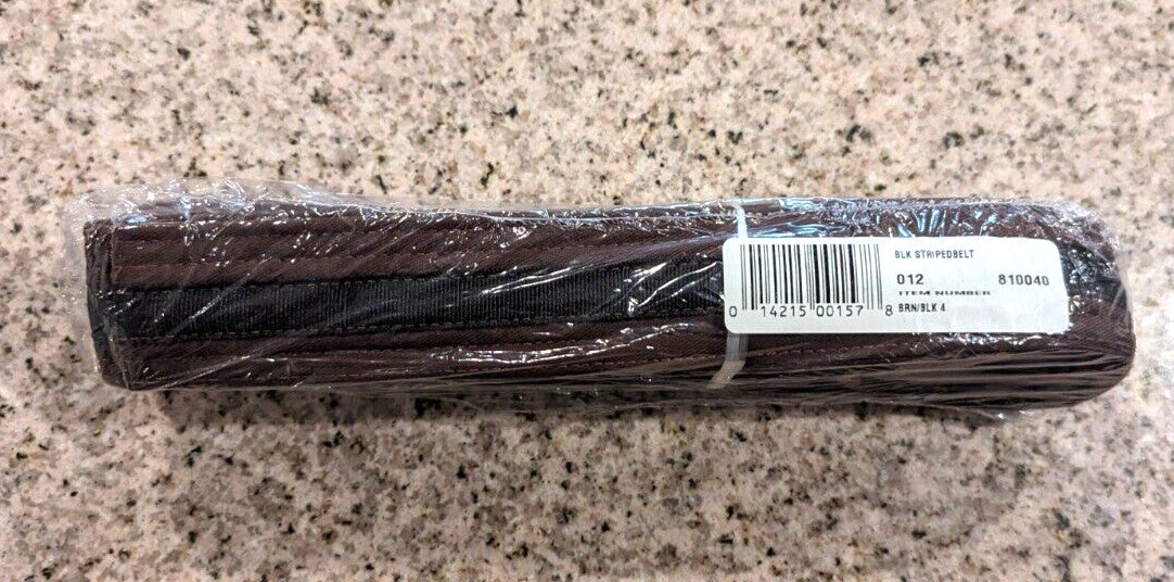 Martial Arts Belt Size 4 - Brown and Black Striped Karate Jiu Jitsu Taekwondo