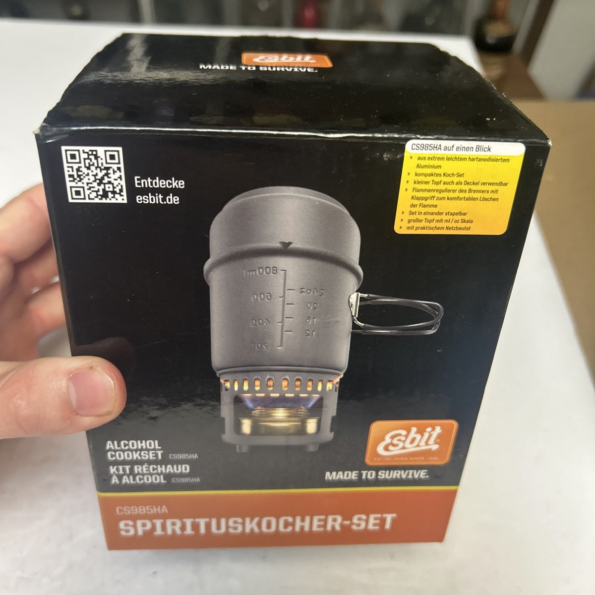 Esbit Alcohol Stove & Lightweight Camping Cookset with Anodized Pot