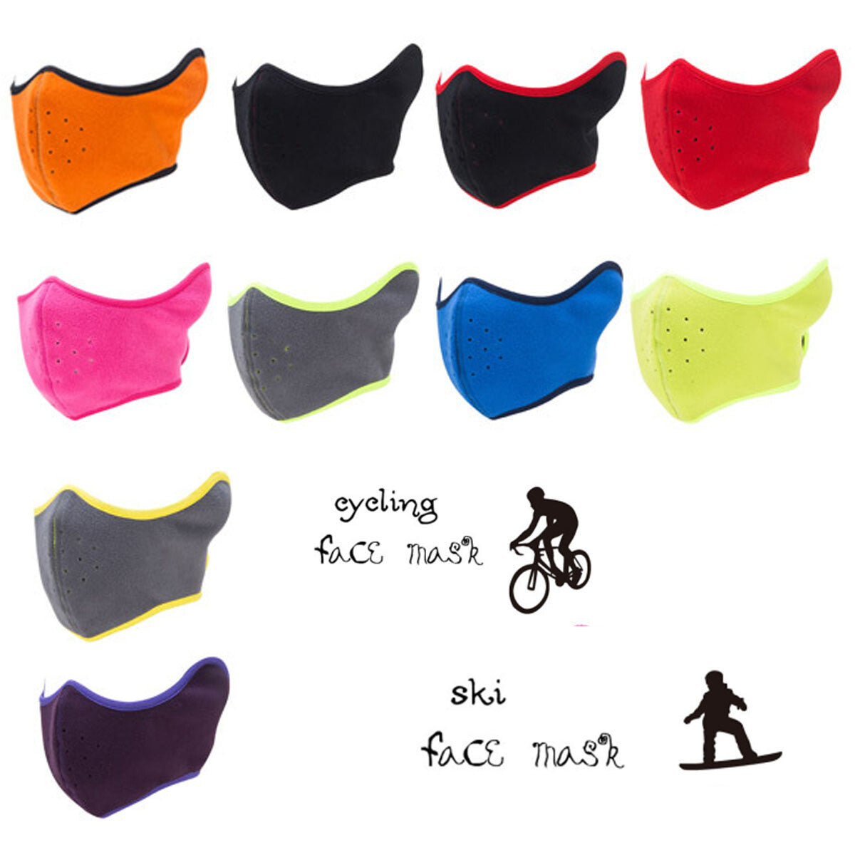 Winter Fleece Half Face Mask Windproof Ski Motorcycle Balaclava Ear Warmer