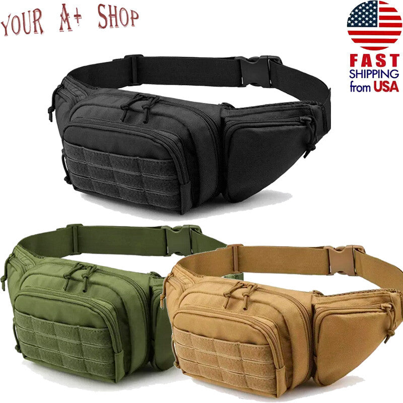 Military Tactical Waist Belt Bag with Concealed Carry Holster and Molle Webbing
