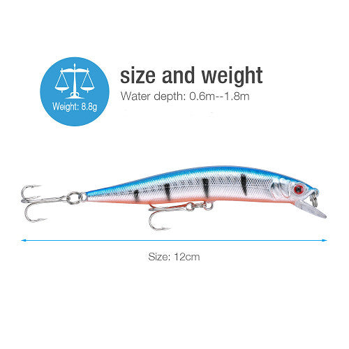 10Pcs Fishing Lures Set with Crankbaits & Connectors for Freshwater & Saltwater