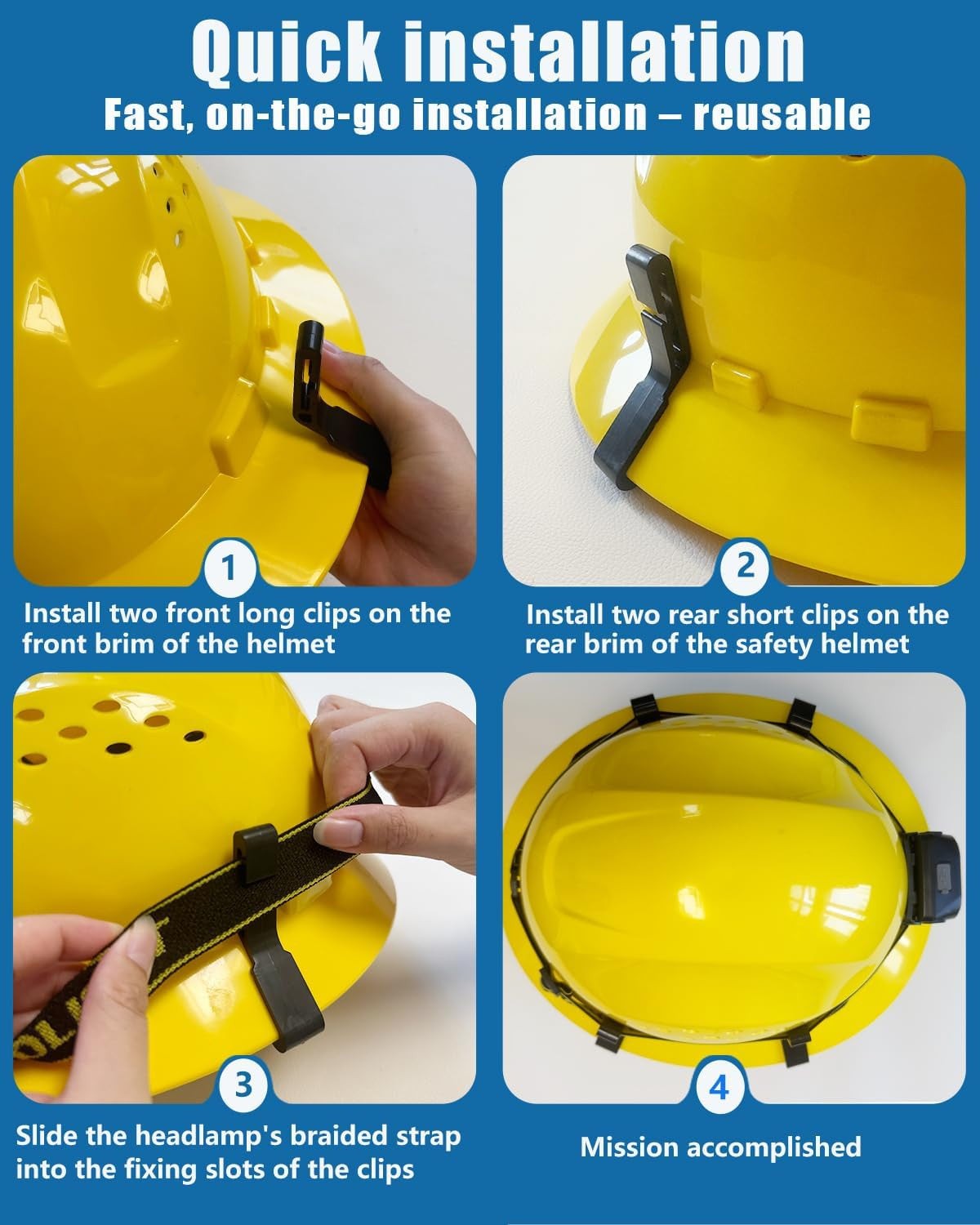 Universal Hard Hat Light Clips for Headlamp - Heavy-Duty Safety Gear Accessories