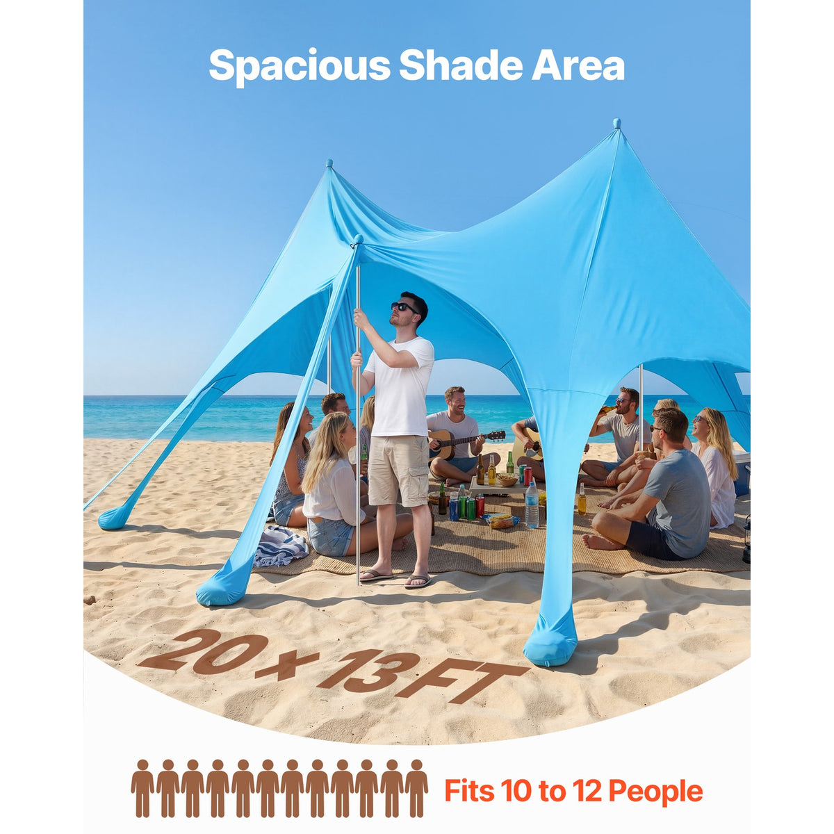Portable Beach Tent Sun Shade Canopy 20x13 ft UPF50+ Outdoor Shelter