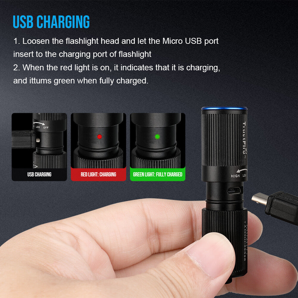 Mini Keychain Rechargeable LED Flashlight - Compact EDC Torch