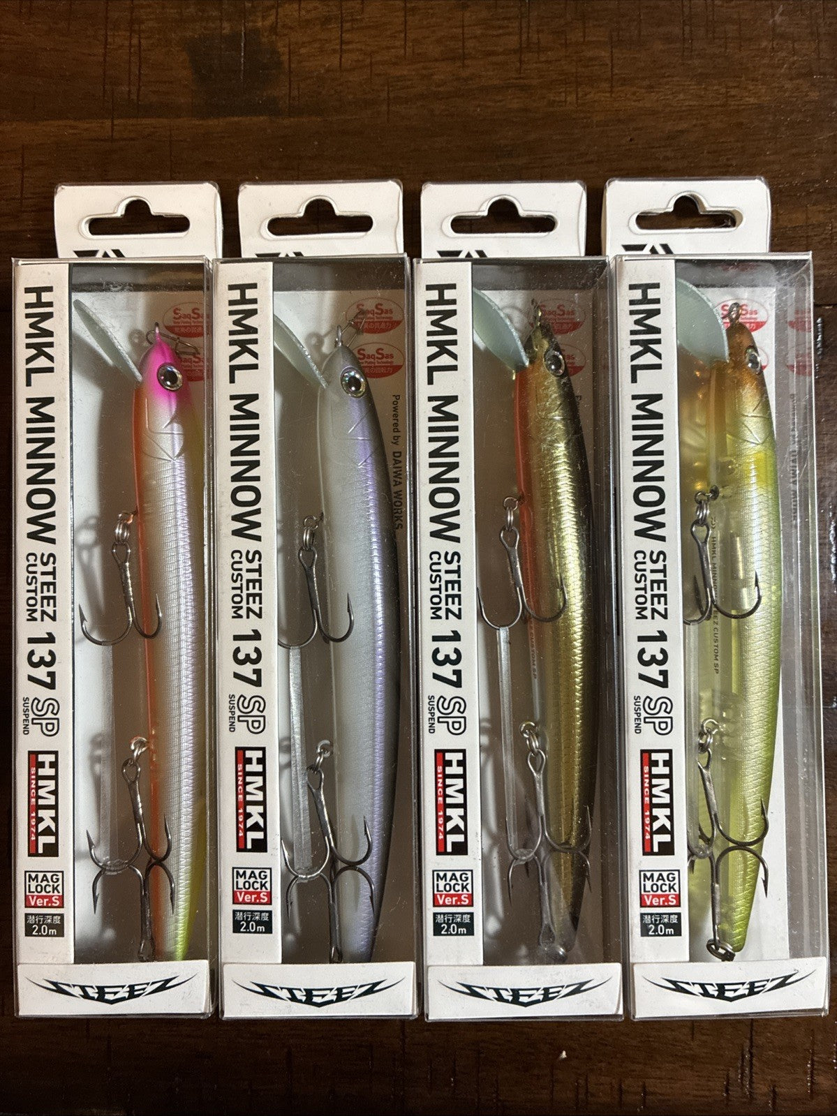 (Lot of 4) Daiwa Steez HMKL Minnow SC 137 SP Fishing Lures - Multi-Color Set