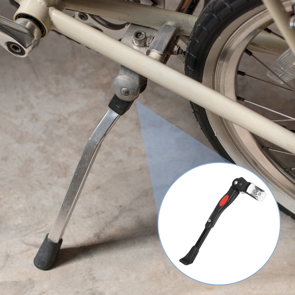 Adjustable Center Mount Bike Kickstand for 24-29 Inch Wheel Bikes Black