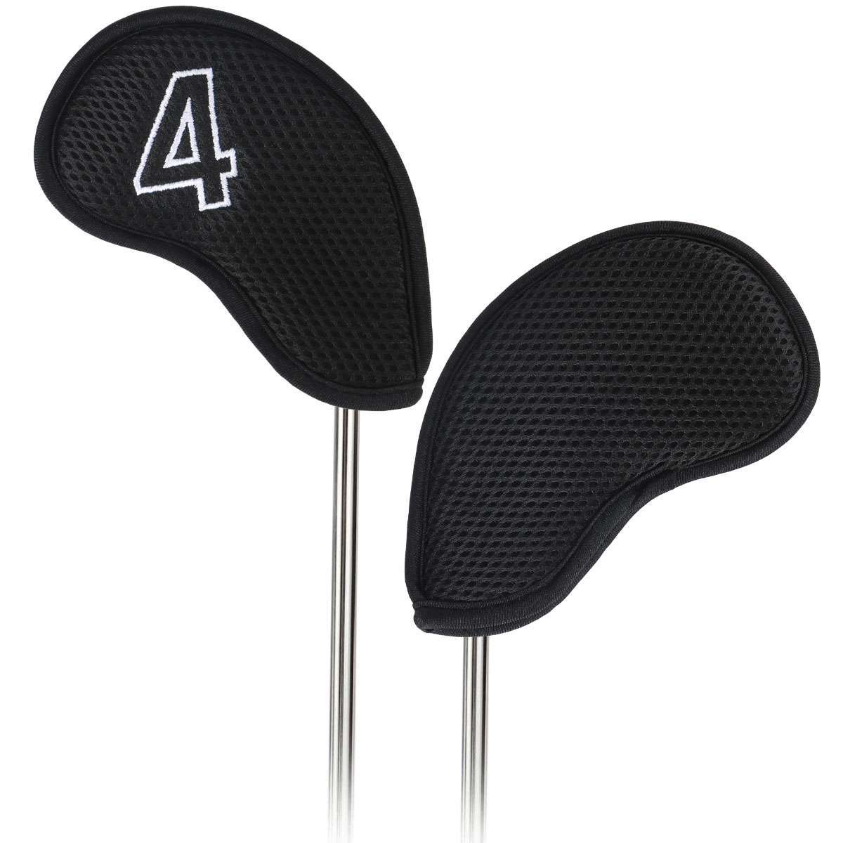 10-Pack Golf Club Head Covers Set - Mesh Cotton Padded Irons Black