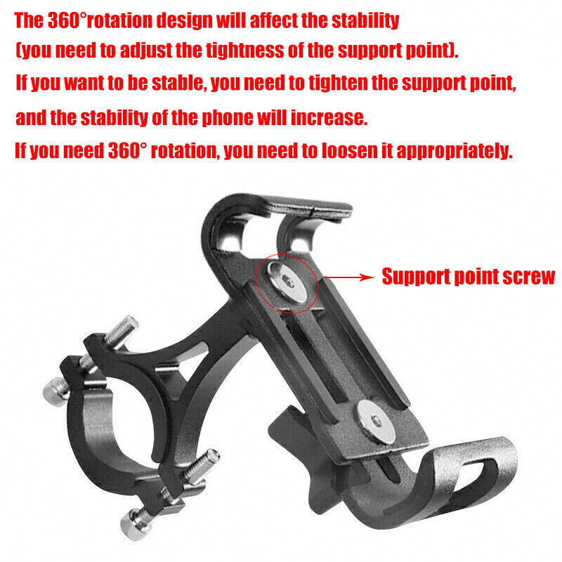 Universal 360° Aluminum Handlebar Phone Mount for Bikes and Motorcycles