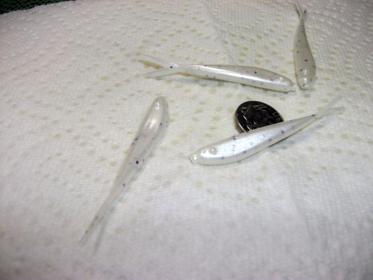 Fishing Minnows Soft Plastic Baits for Bass & Walleye 2 1/4" Glitter Pearls