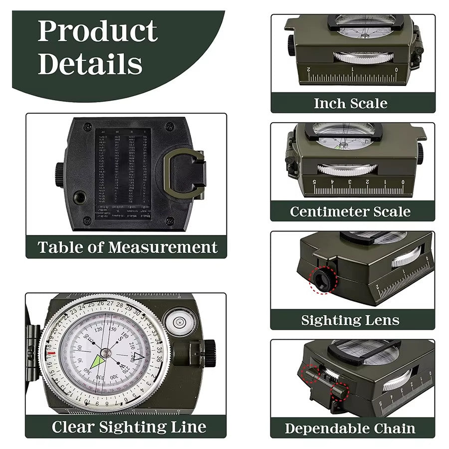 Military Compass AF-4580 Waterproof Lensatic Navigation for Camping Hiking
