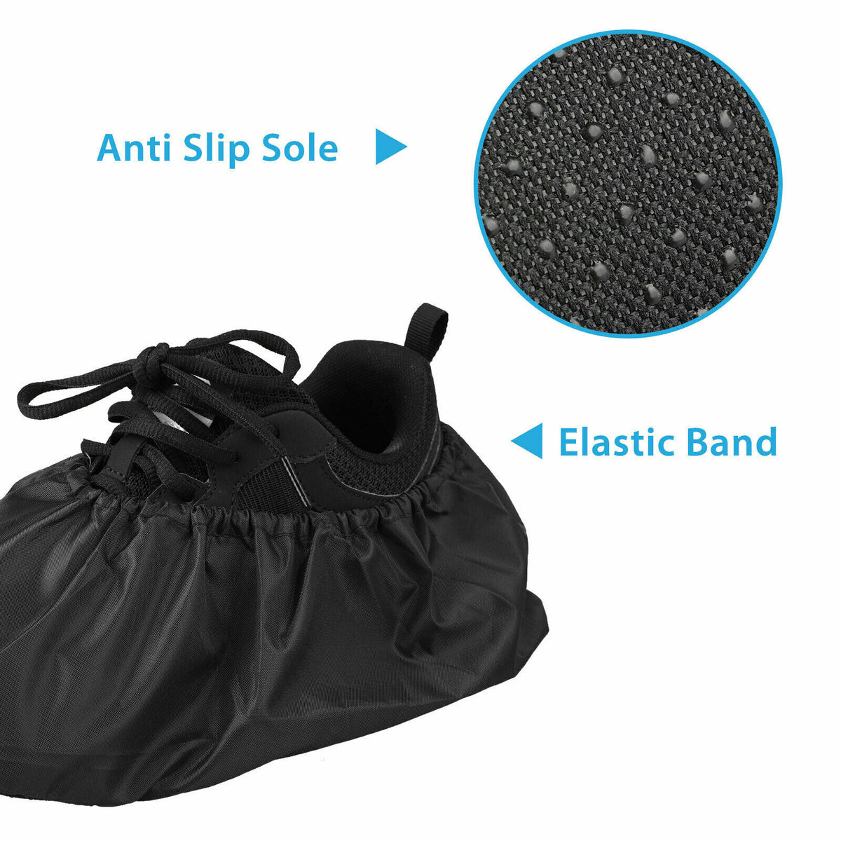 Waterproof Reusable Shoe Covers with Non-Slip Soles - Fits Up to US Men’s Size 10