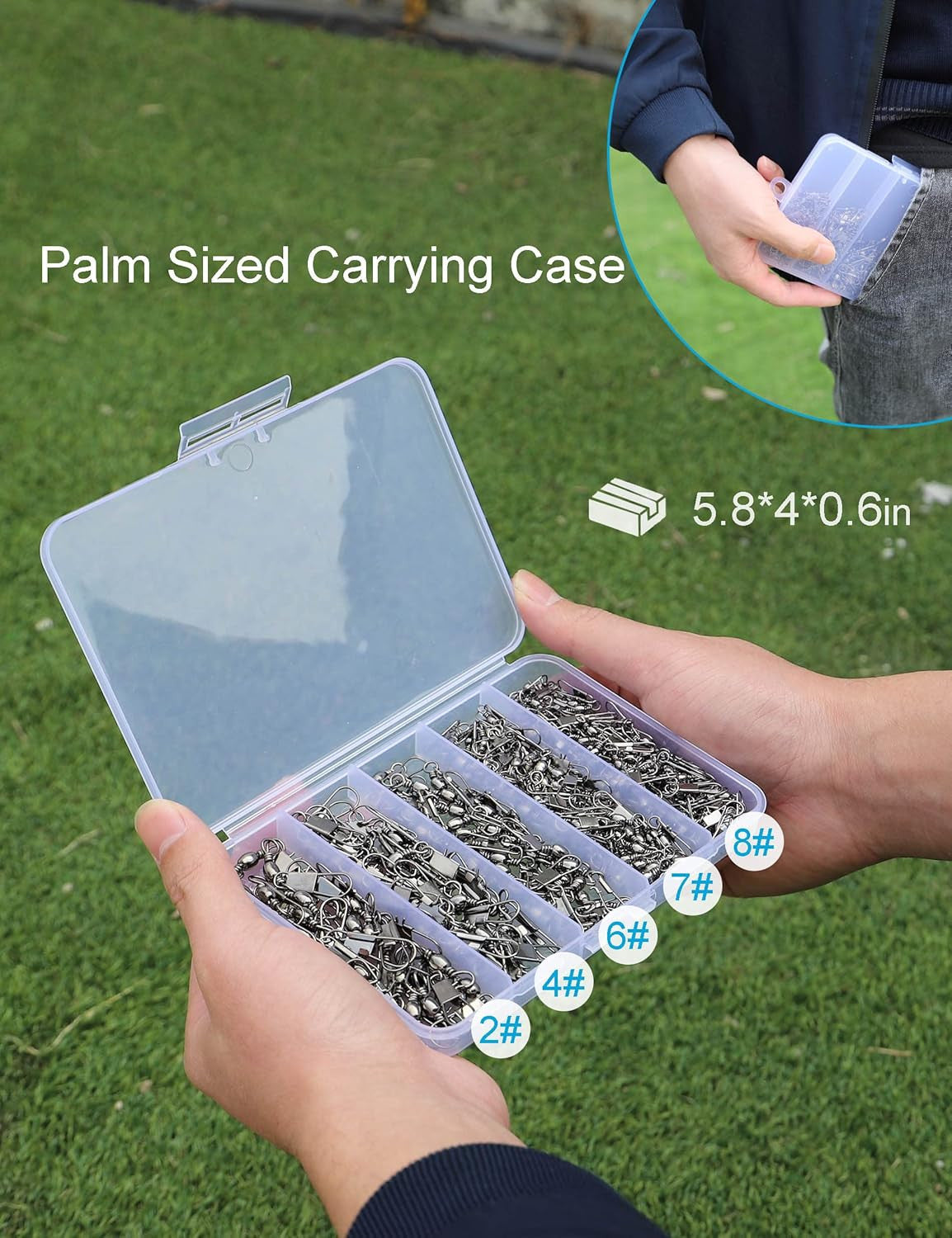 Fishing Swivels Snap Swivels 210pcs Set with Multiple Sizes for Saltwater & Freshwater
