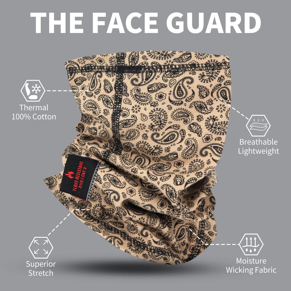Fire-Resistant Neck Gaiter Face Mask for Electrical Work & Wildfire Safety - Flame & Heat Resistant