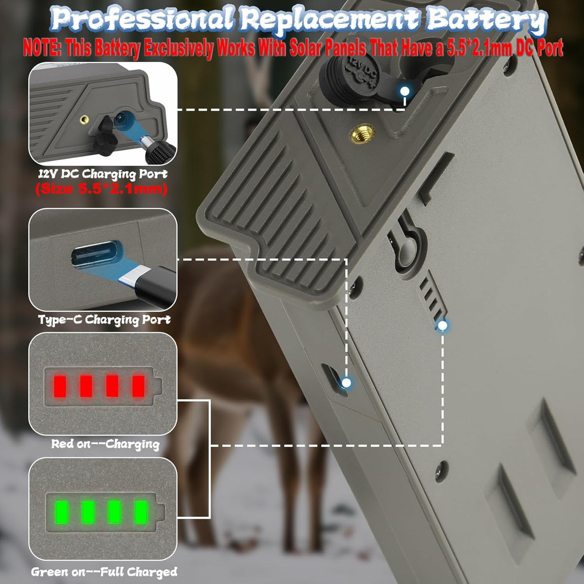 4-Pack High-Capacity 6000mAh Trail Camera Replacement Batteries for Tactacam Reveal X & Pro
