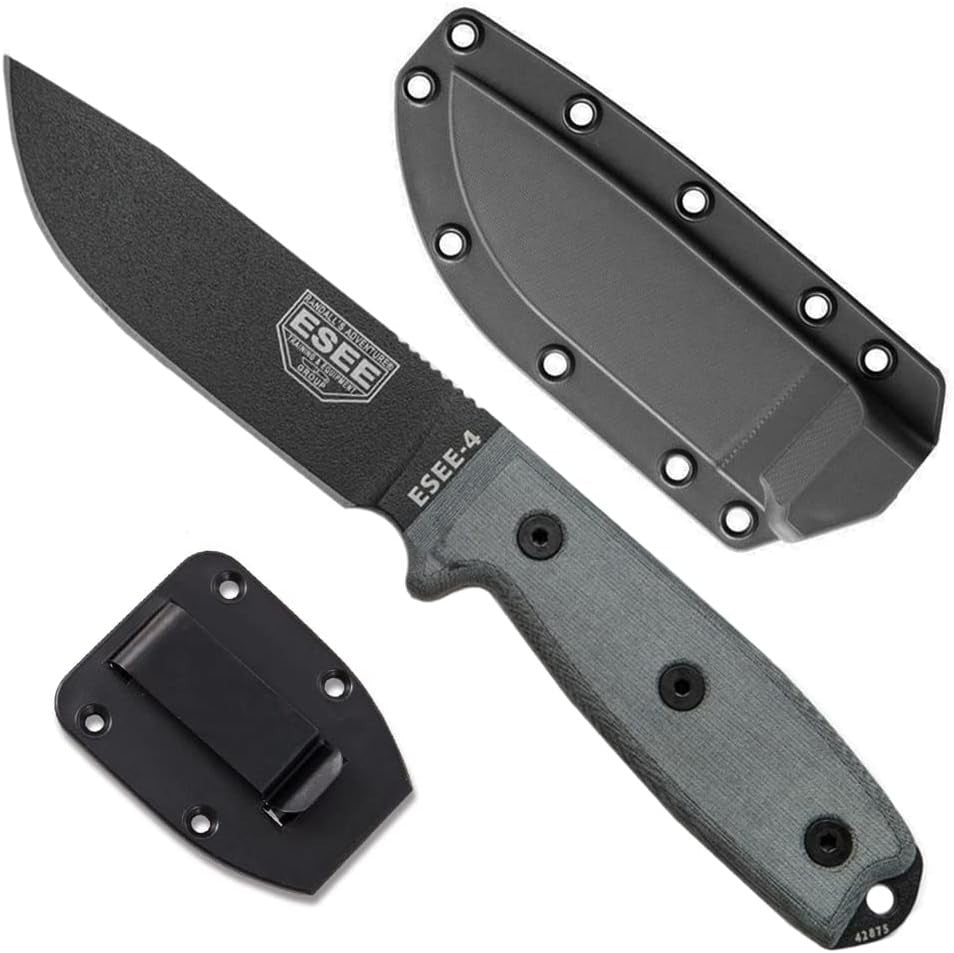 Fixed Blade Hunting & Survival Knife 4.5in 1095 Steel Micarta Handle USA Sheath