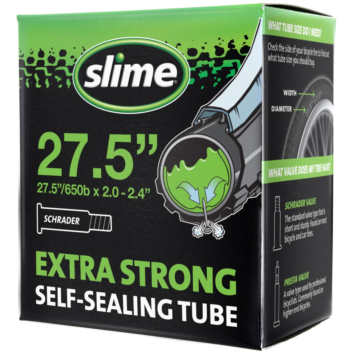 Extra Strong Self-Sealing Bicycle Tube 27.5 Inch 2.0-2.40 Inch Schrader Valve