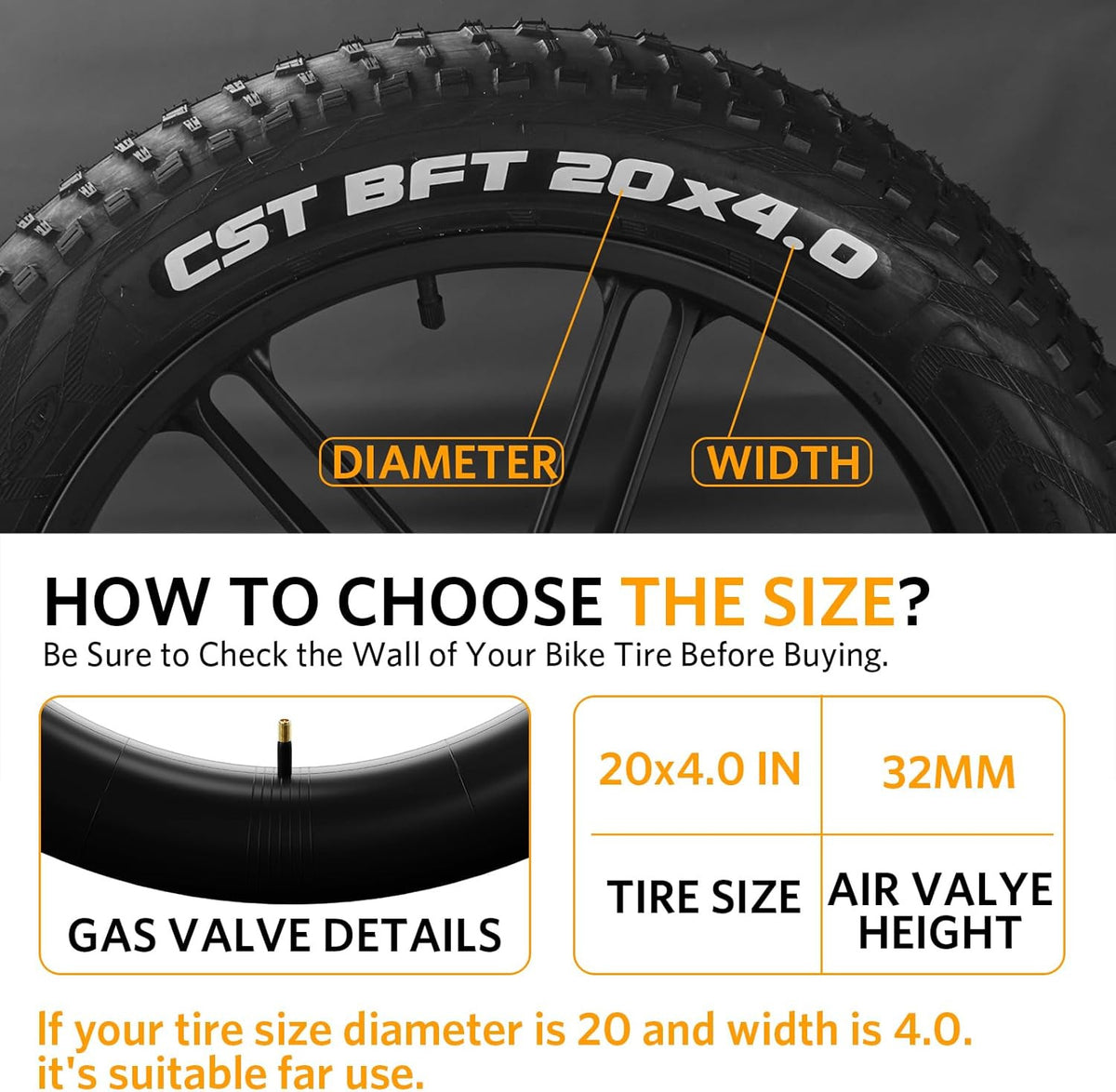20x4.0 Fat Bike Inner Tube Puncture Resistant All-Terrain MTB & E-Bike Tube