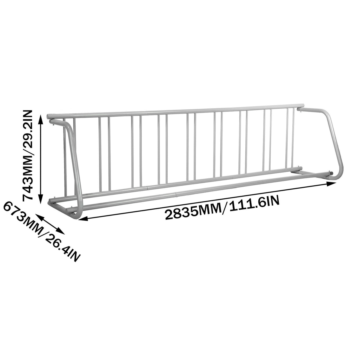 9-Bike Floor Bike Rack with Stability Stand - Single-Side Bicycle Storage