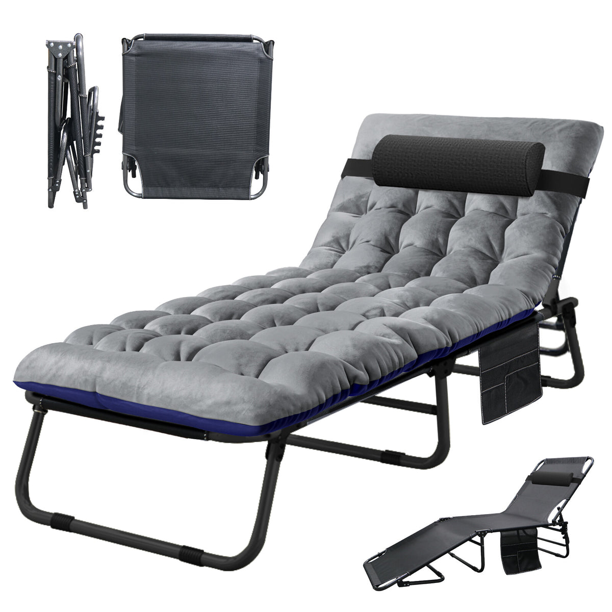 Heavy-Duty Camping Cot for Adults with Foldable Mattress and Adjustable Backrest