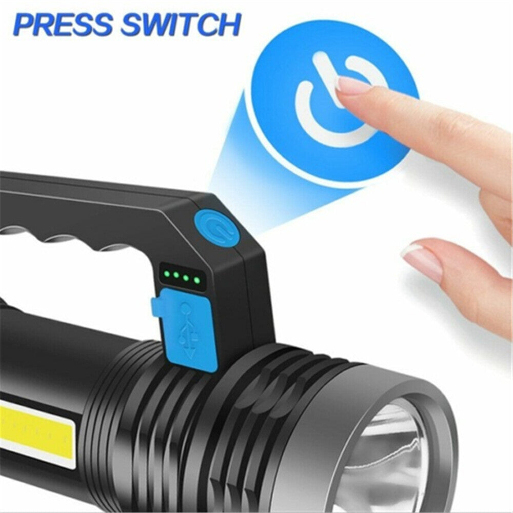 High Lumen Rechargeable LED Tactical Flashlight with 500m Beam, Waterproof