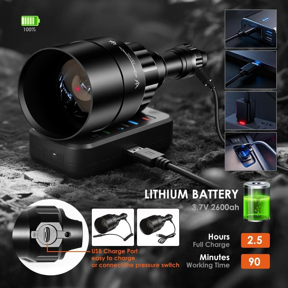 Infrared Flashlight T50/T67 IR Illuminator Dimmable Zoomable Night Vision