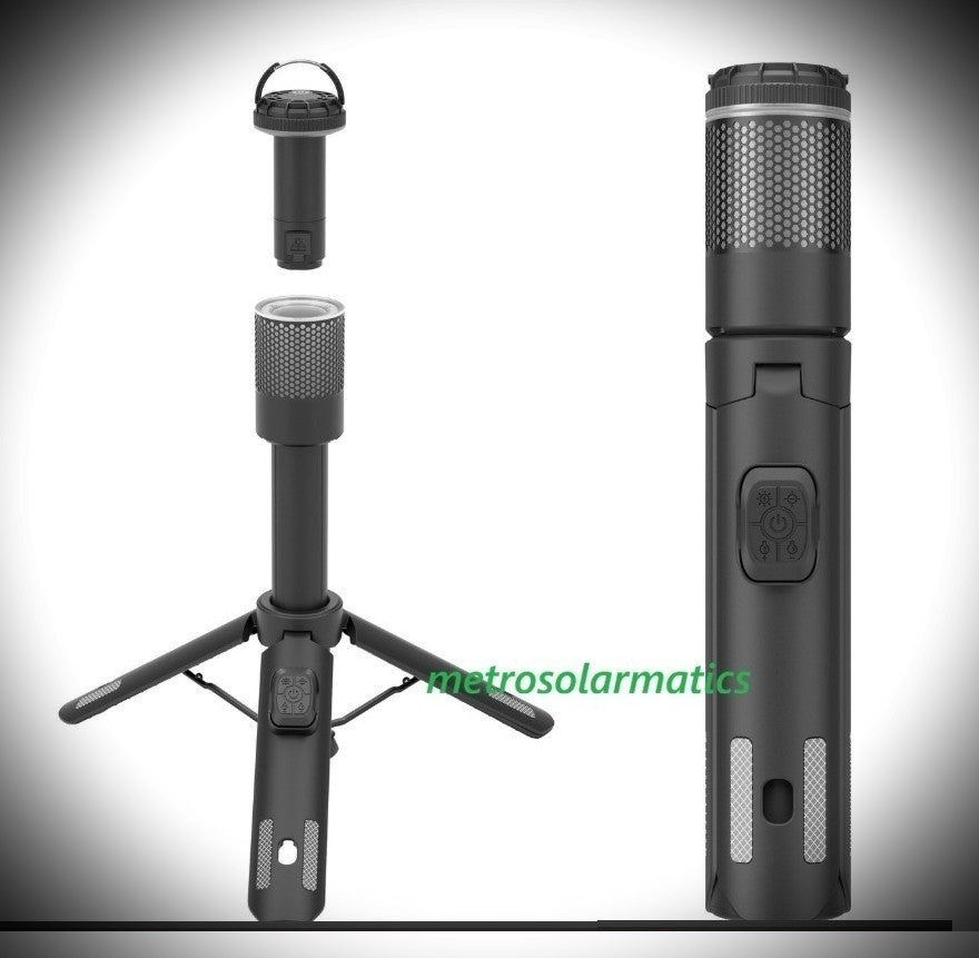 2000 Lumen Telescopic Camping Light with Remote Control and Solar Charging