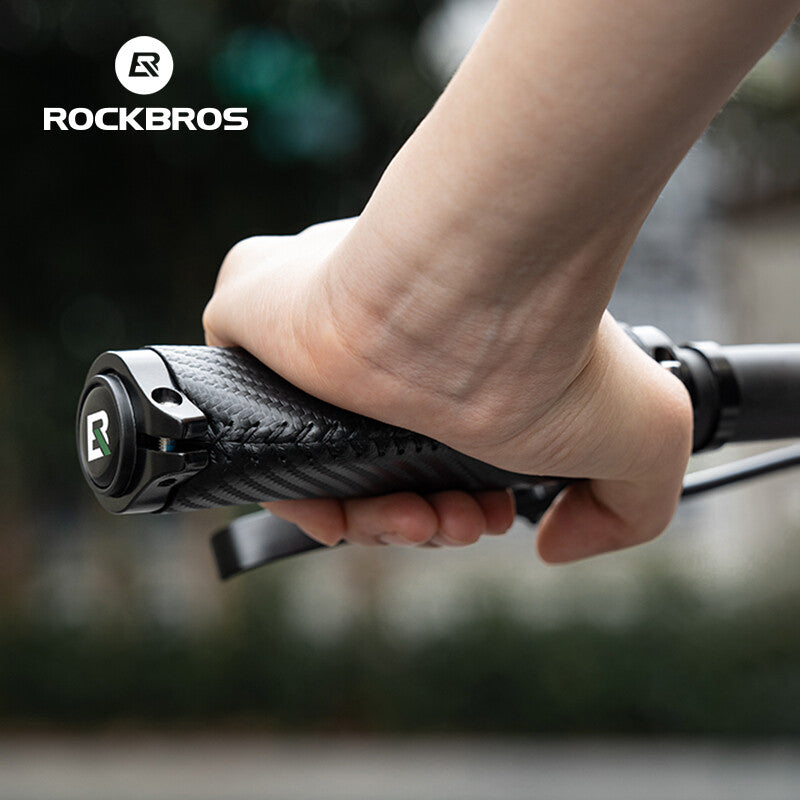 Bike Handlebar Grips Leather Ergonomic Waterproof for Cycling - Black