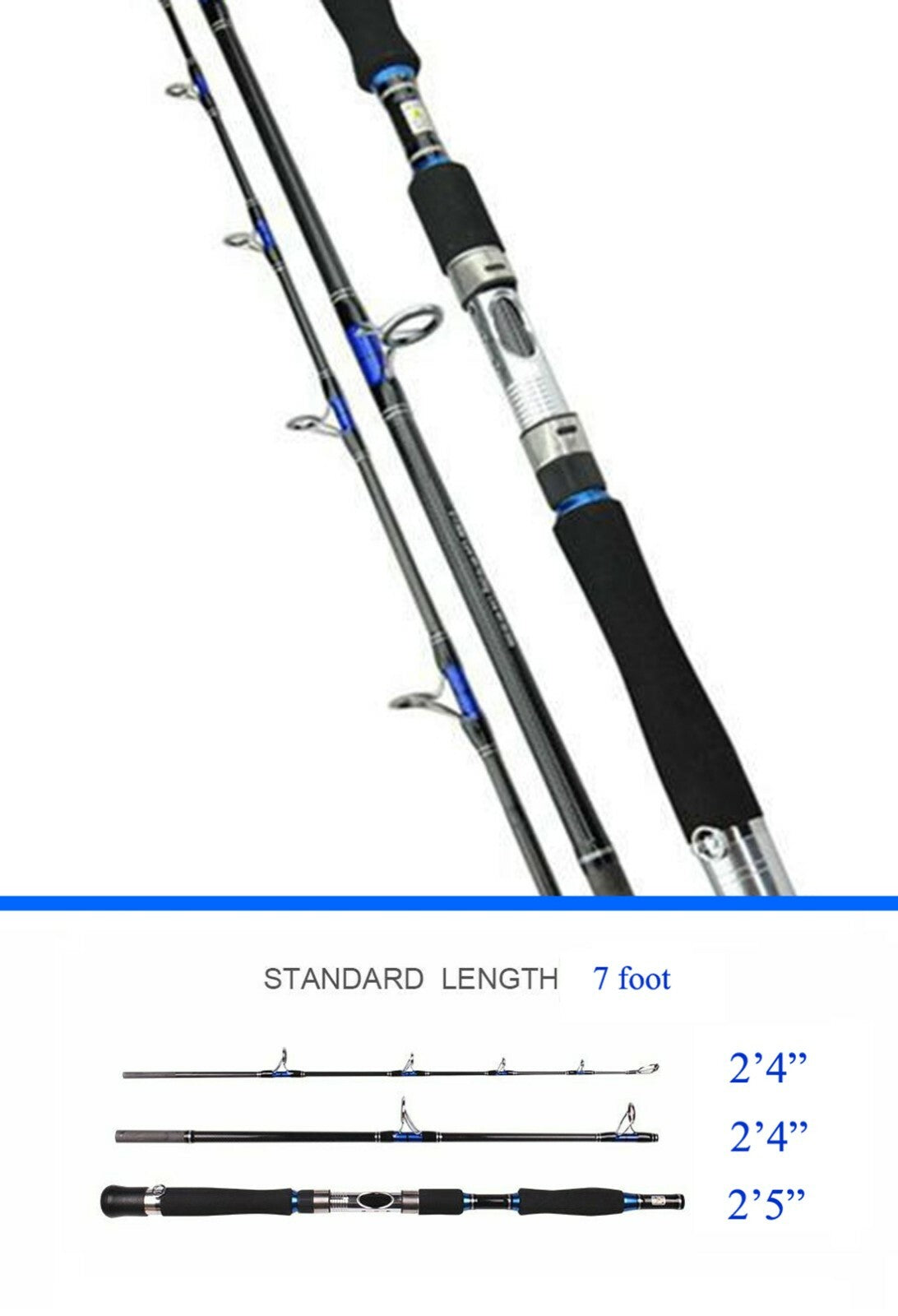 Saltwater Jigging Fishing Rod Carbon Fiber 30-50lb Spinning Rod - Multiple Lengths